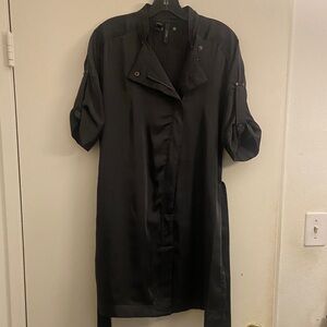 Silky Black Mini Dress with Belt